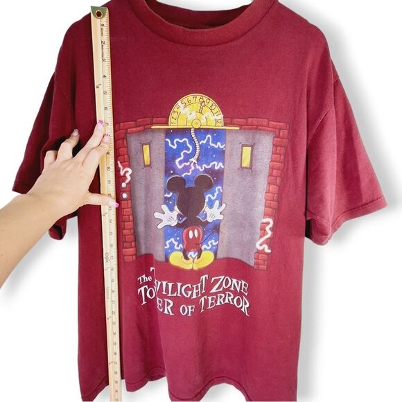Vintage Maroon Disney Mickey Mouse Twilight Zone of Terror Tee T-Shirt Top Sz XL - Picture 12 of 14